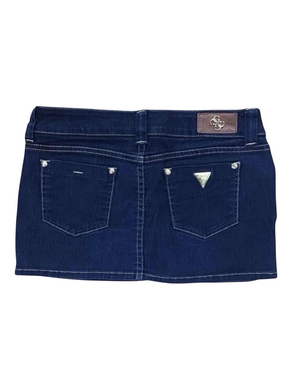 GOLD Premium Guess denim mini skirt dark blue gold sexy low rise in size 28